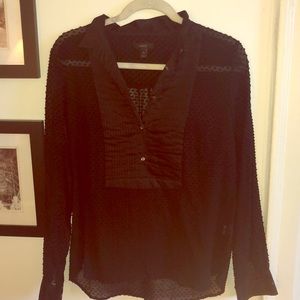 J.Crew sheer dot tuxedo style blouse